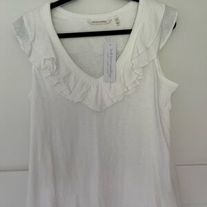 NWT Soft Surroundings Cream Ruffled Tank Top